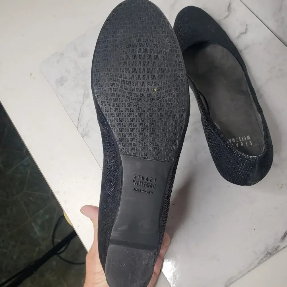 Stuart Weitzman black textured dressy career wedges shoes size 9 - Picture 7 of 9